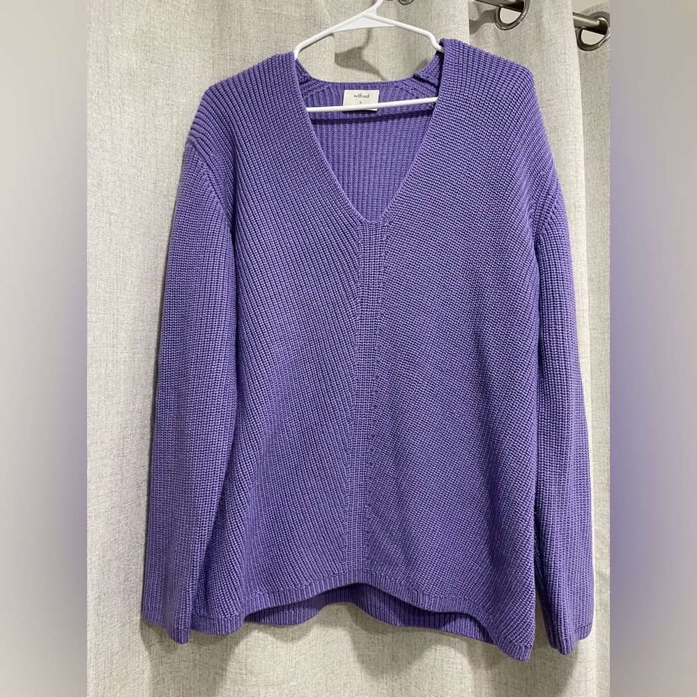 wilfred aritzia sweater purple v neck long sleeve loose
